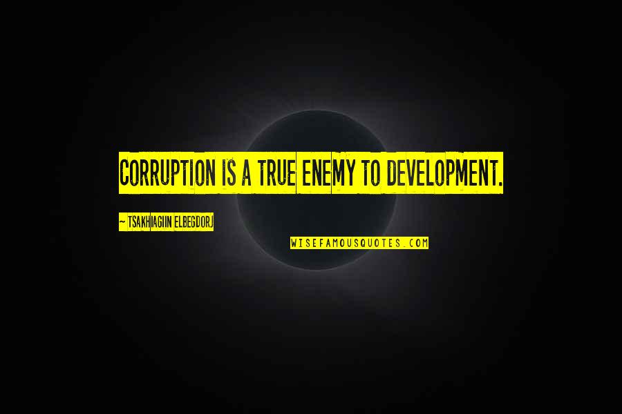 Valentinova Darila Quotes By Tsakhiagiin Elbegdorj: Corruption is a true enemy to development.