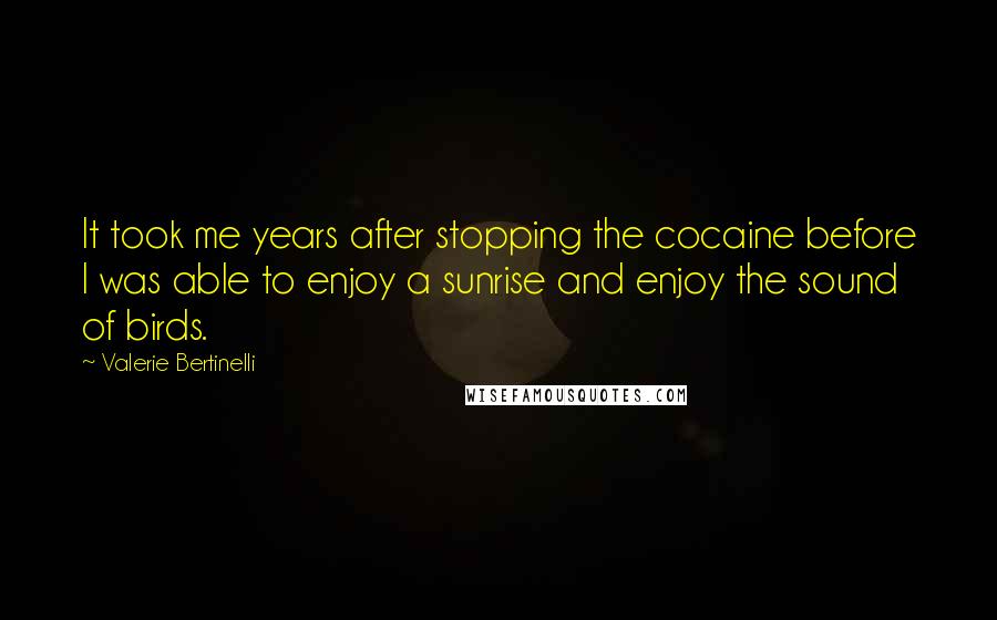 Valerie Bertinelli quotes: It took me years after stopping the cocaine before I was able to enjoy a sunrise and enjoy the sound of birds. Valerie Bertinelli quotes: It took me years after stopping the cocaine before I was able to enjoy a sunrise and enjoy the sound of birds.