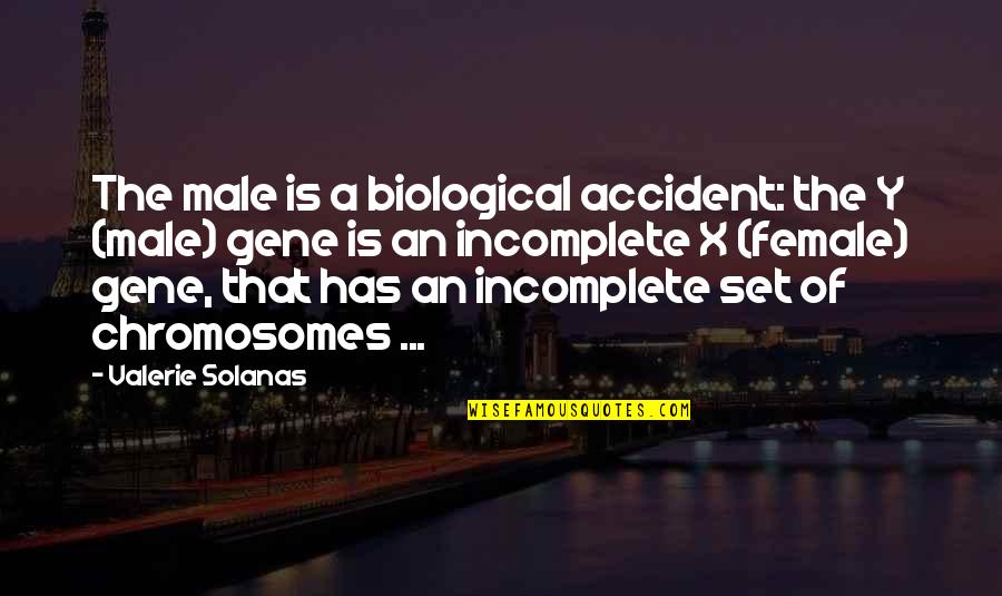 Valerie Solanas Quotes By Valerie Solanas: The male is a biological accident: the Y