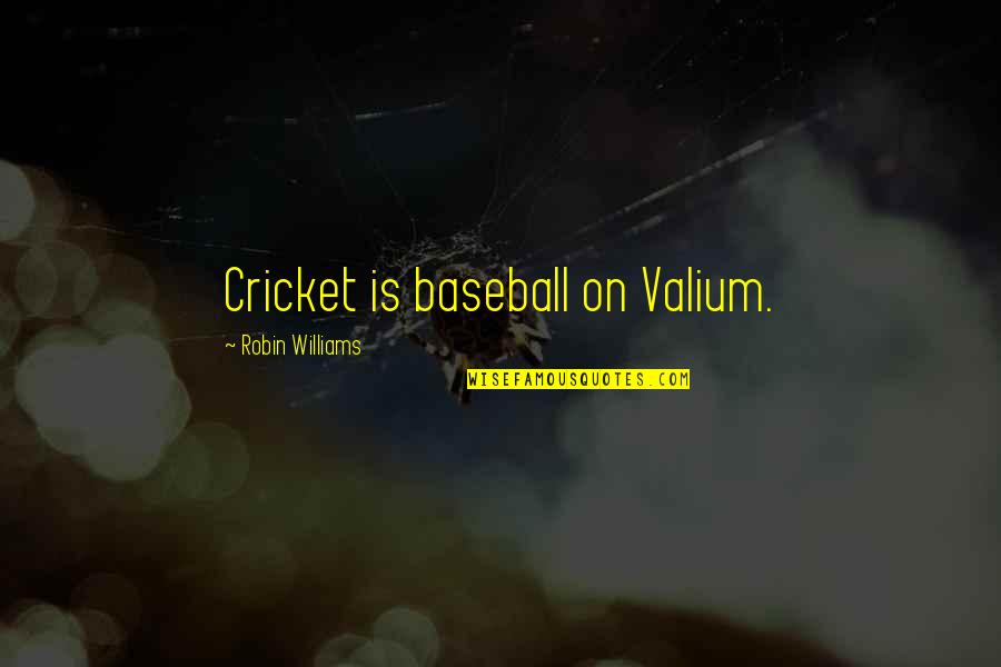 Valium Quotes By Robin Williams: Cricket is baseball on Valium.