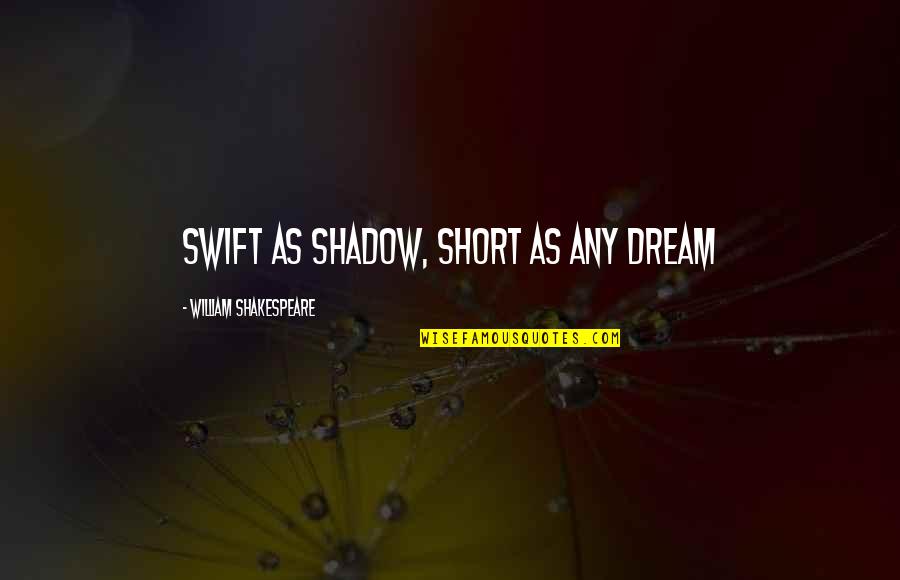 Value And Appreciation Quotes By William Shakespeare: Swift as shadow, short as any dream