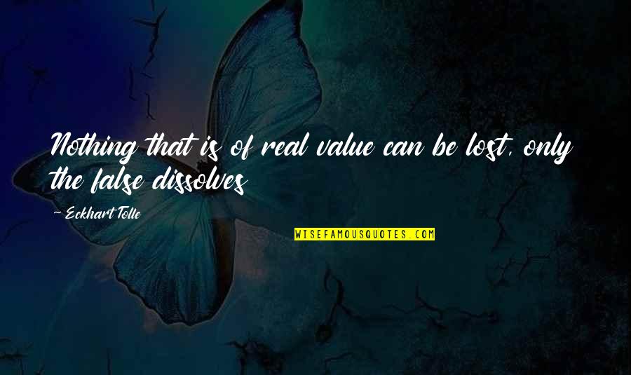 Value Lost Quotes By Eckhart Tolle: Nothing that is of real value can be