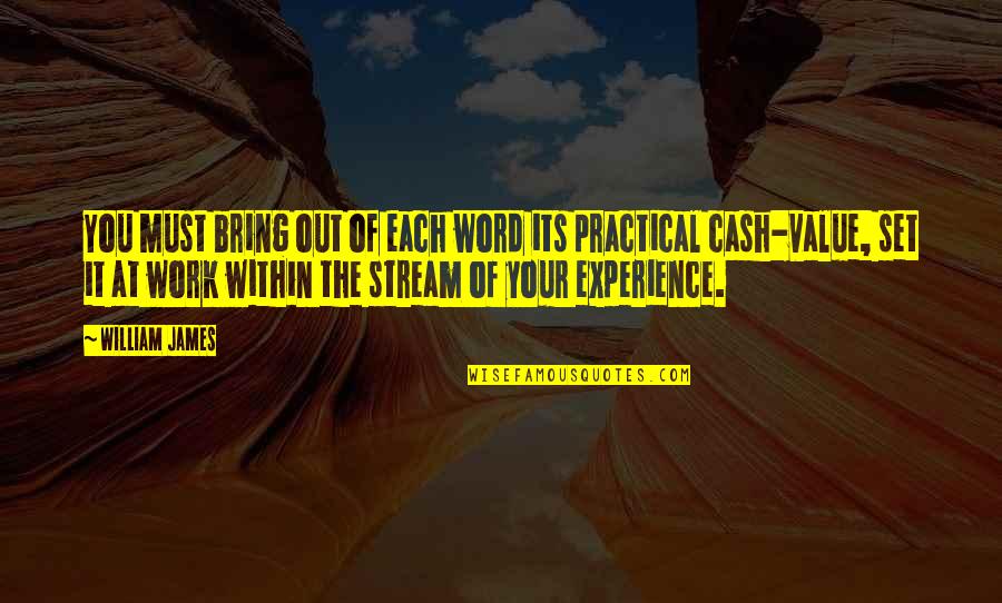 Value Of Experience Quotes By William James: You must bring out of each word its