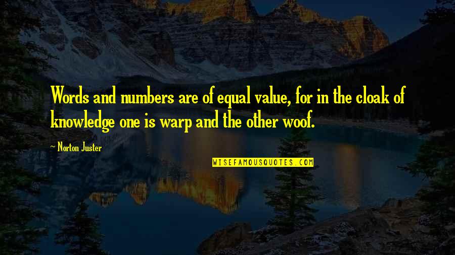 Value Of Quotes By Norton Juster: Words and numbers are of equal value, for