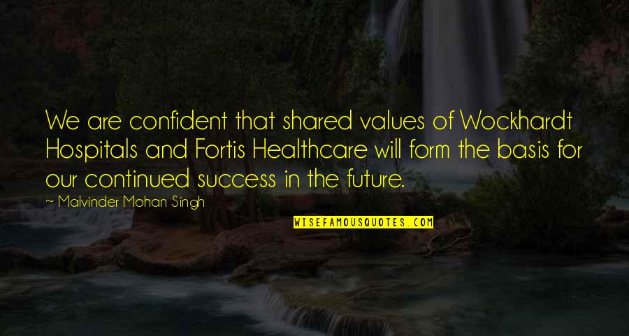 Values And Success Quotes By Malvinder Mohan Singh: We are confident that shared values of Wockhardt