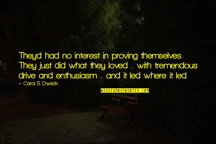 Valuing Your Parents Quotes By Carol S. Dweck: They'd had no interest in proving themselves. They Valuing Your Parents Quotes By Carol S. Dweck: They'd had no interest in proving themselves. They