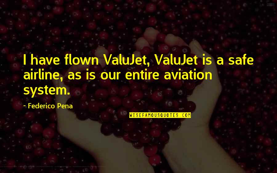 Valujet Quotes By Federico Pena: I have flown ValuJet, ValuJet is a safe