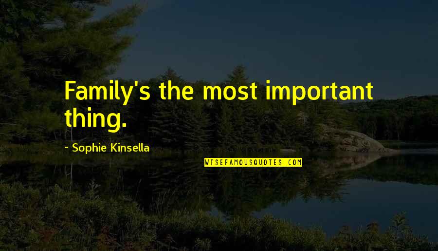 Vambire Quotes By Sophie Kinsella: Family's the most important thing. Vambire Quotes By Sophie Kinsella: Family's the most important thing.