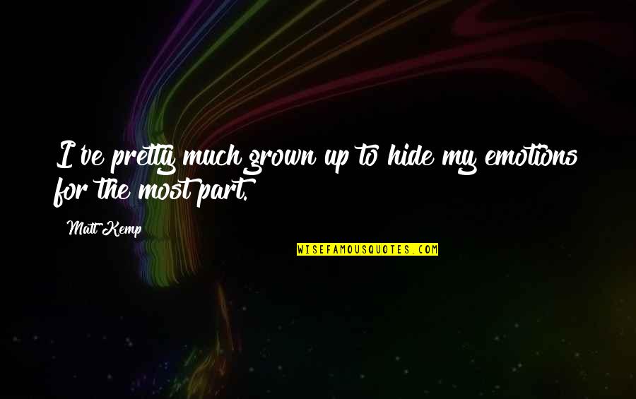Vamlpire Quotes By Matt Kemp: I've pretty much grown up to hide my