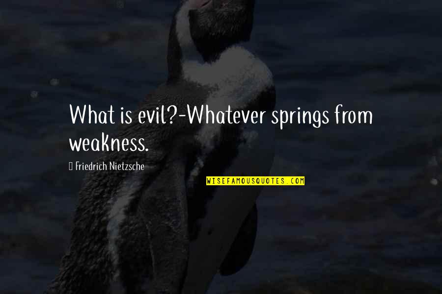 Vampire Diaries Instagram Quotes By Friedrich Nietzsche: What is evil?-Whatever springs from weakness.