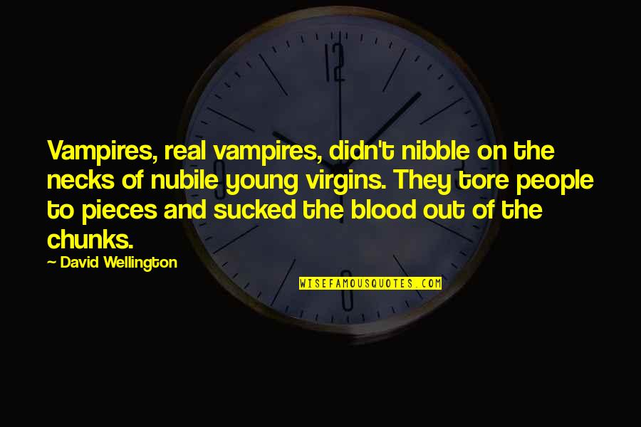 Vampires Horror Quotes By David Wellington: Vampires, real vampires, didn't nibble on the necks