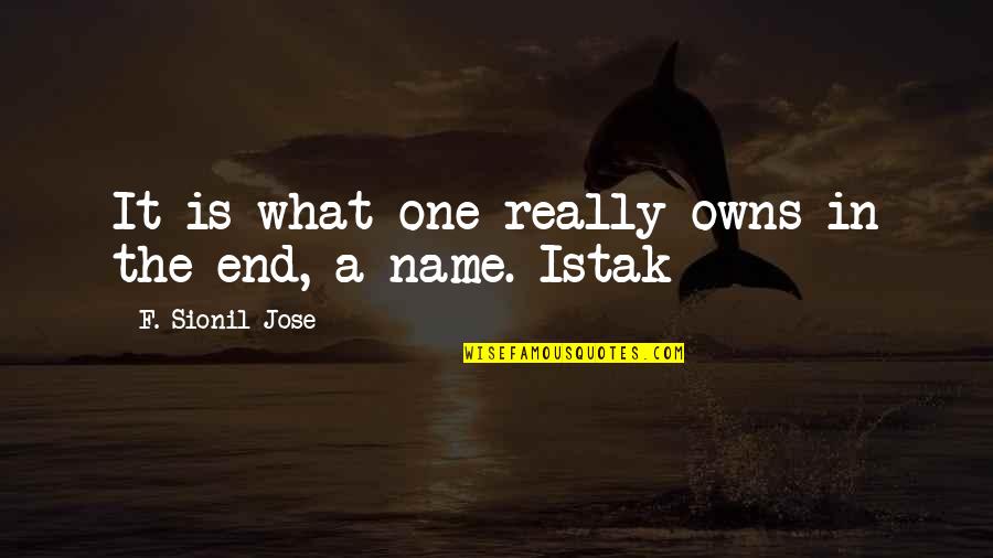 Van Der Valk Quotes By F. Sionil Jose: It is what one really owns in the
