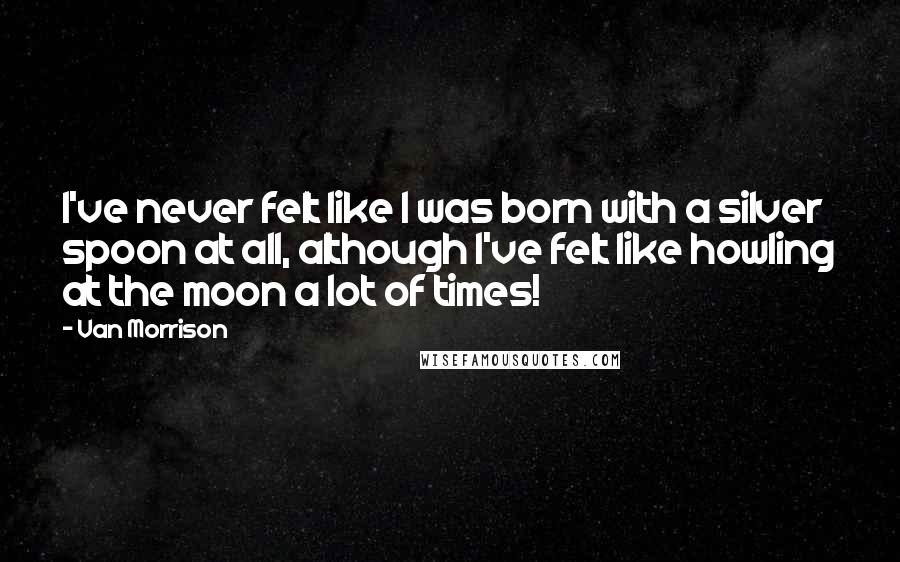 Van Morrison quotes: I've never felt like I was born with a silver spoon at all, although I've felt like howling at the moon a lot of times!