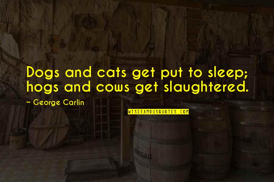 Vance Bourjaily Quotes By George Carlin: Dogs and cats get put to sleep; hogs