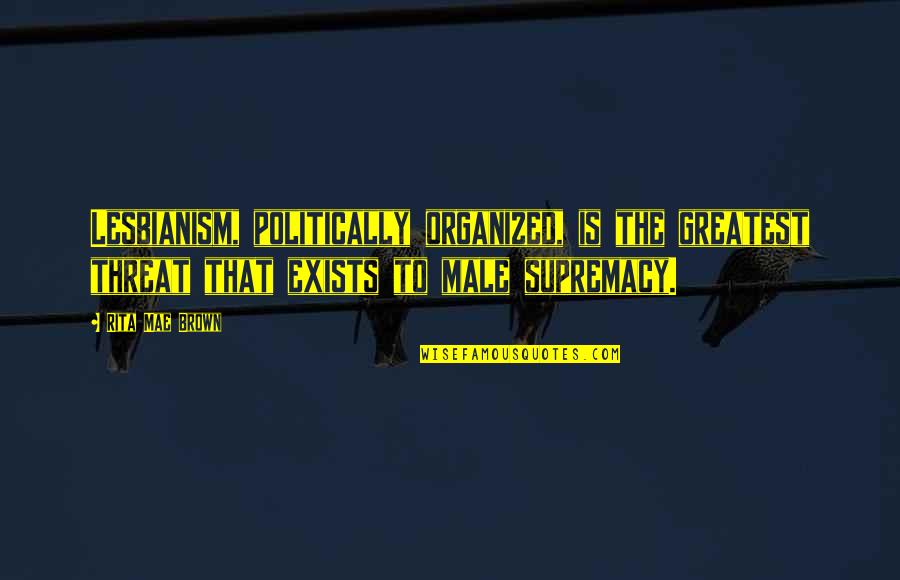 Vandenburgh Memorial Pavilion Quotes By Rita Mae Brown: Lesbianism, politically organized, is the greatest threat that