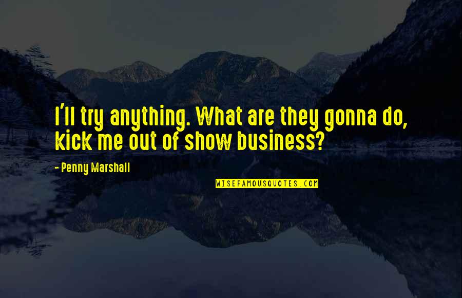 Vanderschueren Bvba Quotes By Penny Marshall: I'll try anything. What are they gonna do,