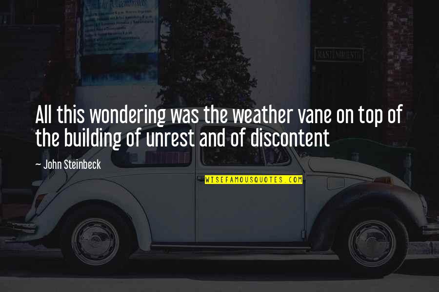 Vane Quotes By John Steinbeck: All this wondering was the weather vane on Vane Quotes By John Steinbeck: All this wondering was the weather vane on