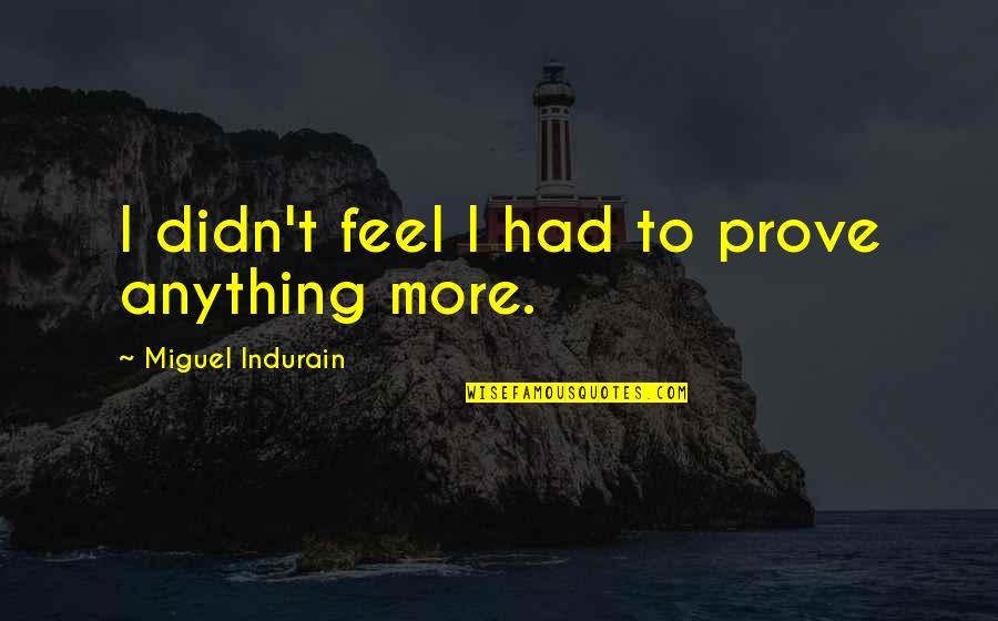 Vanhyning Service Quotes By Miguel Indurain: I didn't feel I had to prove anything Vanhyning Service Quotes By Miguel Indurain: I didn't feel I had to prove anything