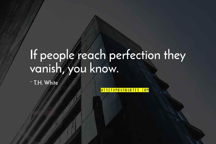 Vanish'd Quotes By T.H. White: If people reach perfection they vanish, you know.