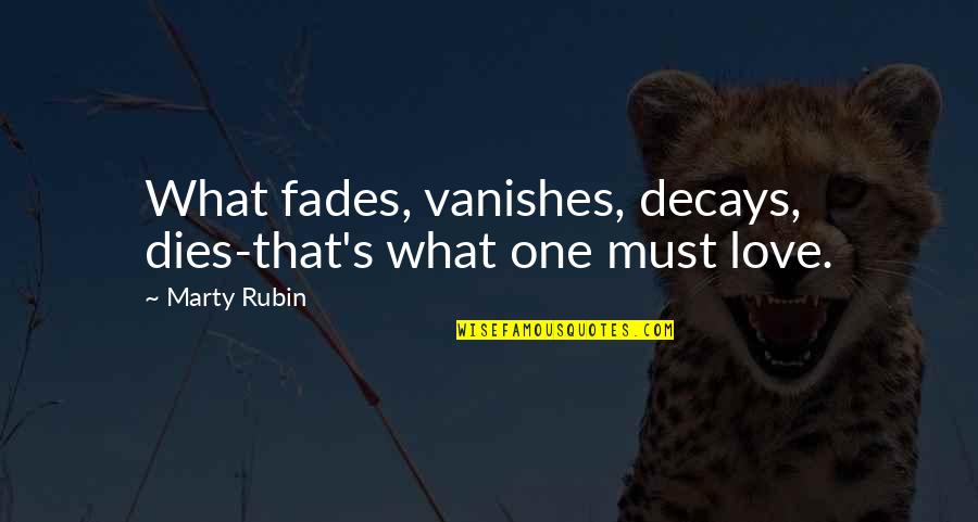 Vanishes Quotes By Marty Rubin: What fades, vanishes, decays, dies-that's what one must