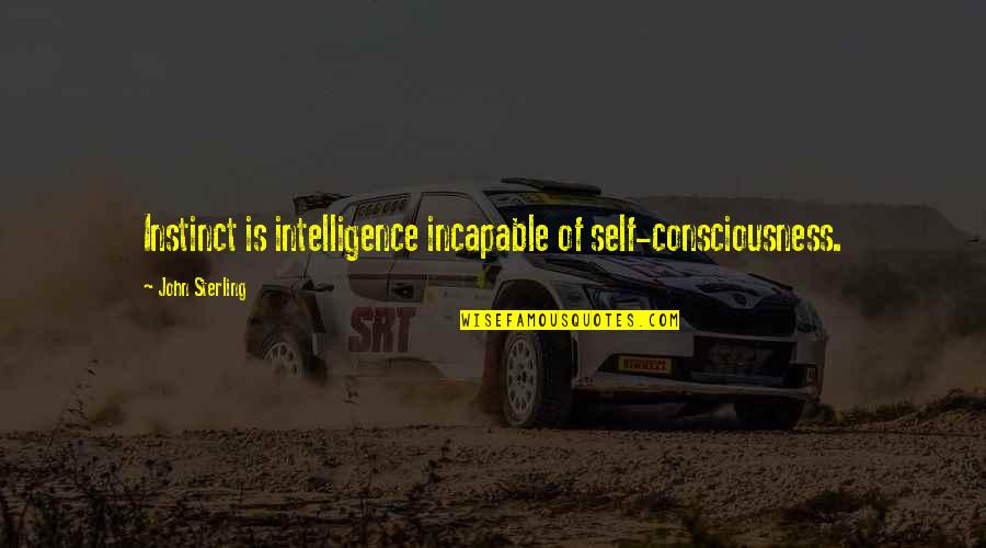 Vannoy Quotes By John Sterling: Instinct is intelligence incapable of self-consciousness. Vannoy Quotes By John Sterling: Instinct is intelligence incapable of self-consciousness.
