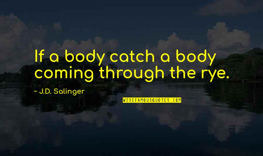 Vanquish Game Quotes By J.D. Salinger: If a body catch a body coming through