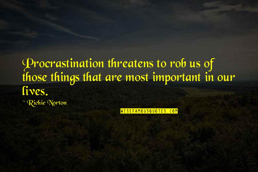 Vapot Quotes By Richie Norton: Procrastination threatens to rob us of those things