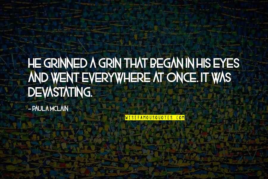 Vargen Kommer Quotes By Paula McLain: he grinned a grin that began in his