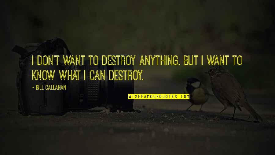 Variance Quotes By Bill Callahan: I don't want to destroy anything. But I
