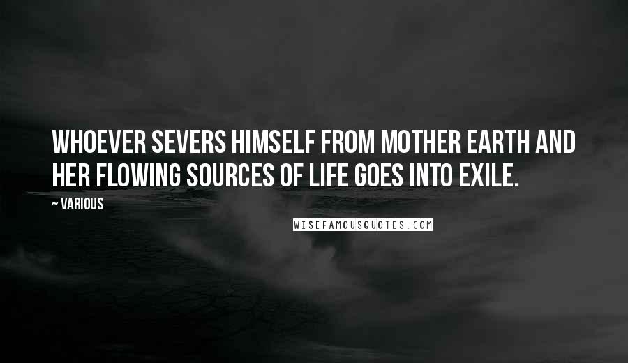 Various quotes: Whoever severs himself from Mother Earth and her flowing sources of life goes into exile.