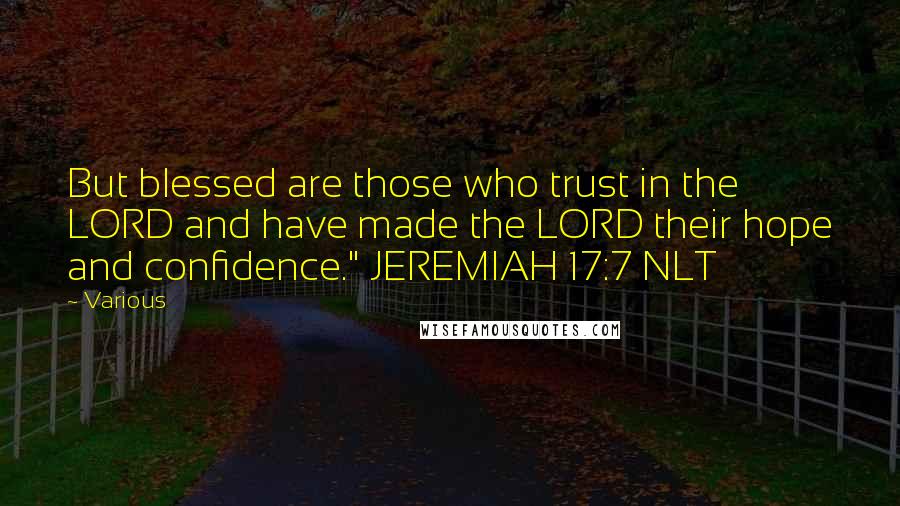 Various quotes: But blessed are those who trust in the LORD and have made the LORD their hope and confidence." JEREMIAH 17:7 NLT