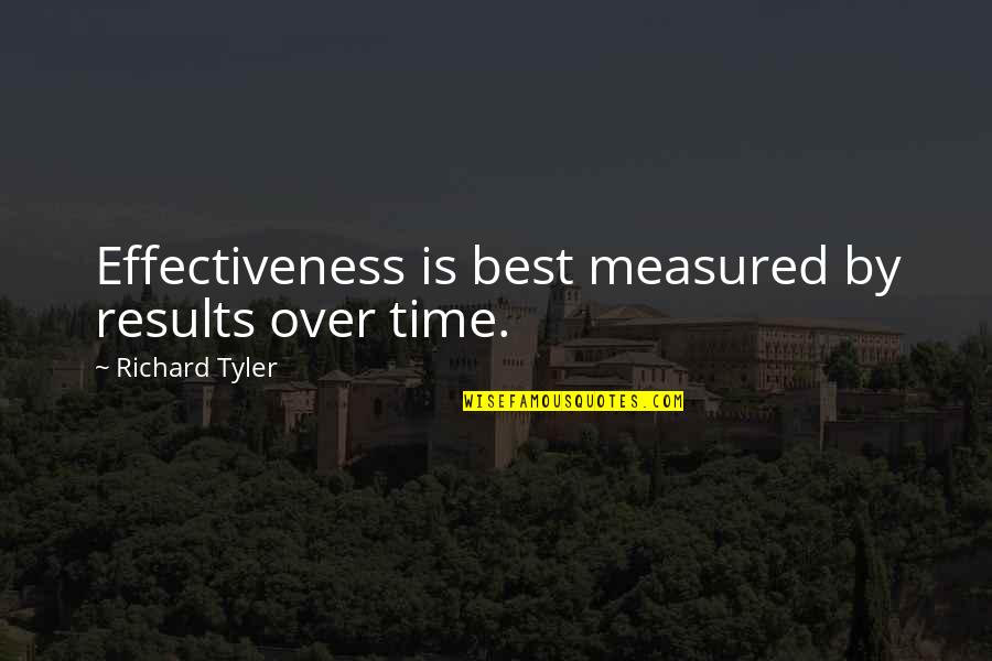 Varsakabi Quotes By Richard Tyler: Effectiveness is best measured by results over time. Varsakabi Quotes By Richard Tyler: Effectiveness is best measured by results over time.