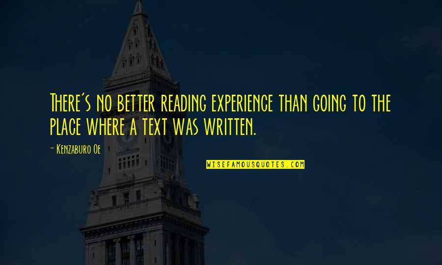 Vasher Texas Quotes By Kenzaburo Oe: There's no better reading experience than going to
