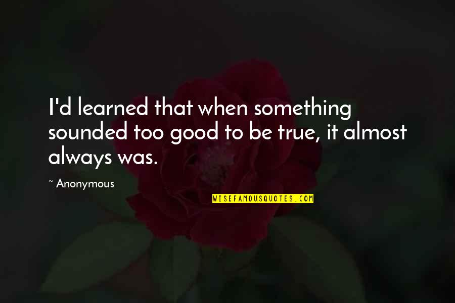 Vasia Konti Quotes By Anonymous: I'd learned that when something sounded too good