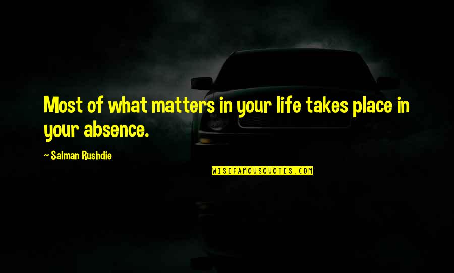Vasser Racing Quotes By Salman Rushdie: Most of what matters in your life takes Vasser Racing Quotes By Salman Rushdie: Most of what matters in your life takes
