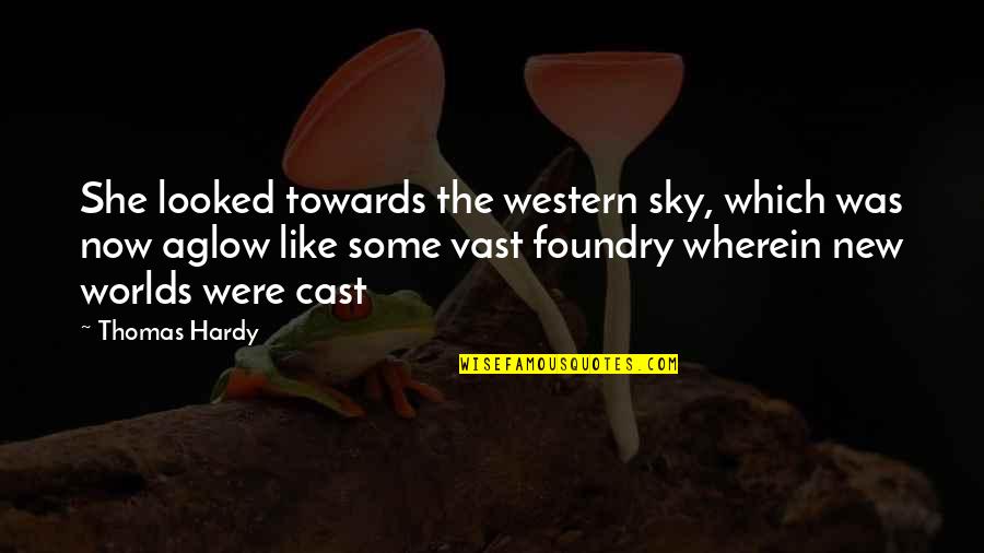 Vast Sky Quotes By Thomas Hardy: She looked towards the western sky, which was