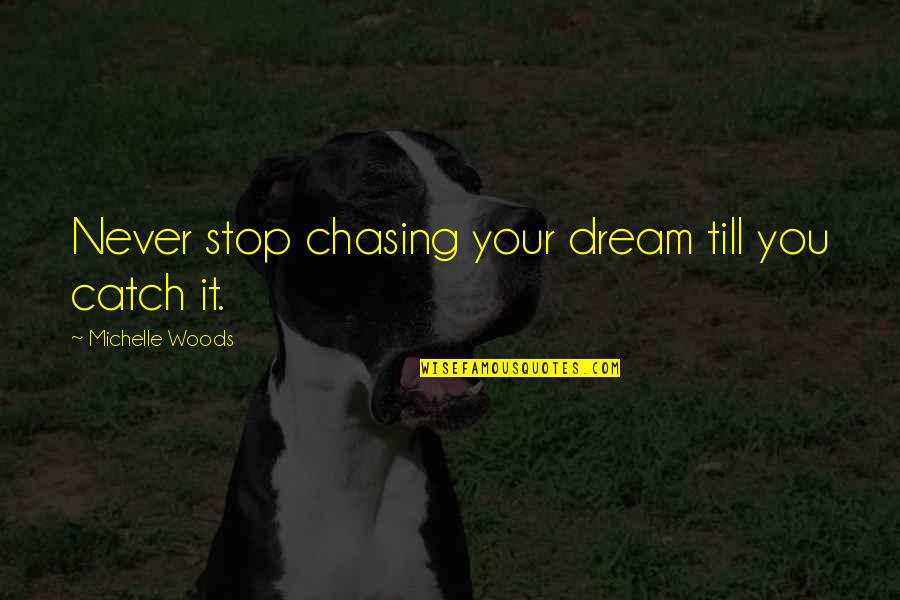 Vasta Veggie Quotes By Michelle Woods: Never stop chasing your dream till you catch