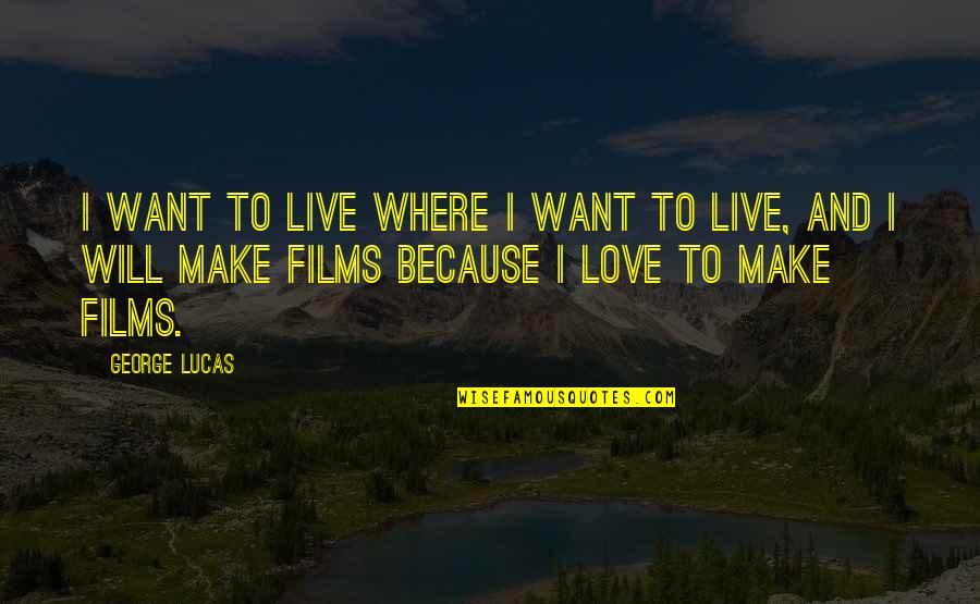 Vastrado Quotes By George Lucas: I want to live where I want to Vastrado Quotes By George Lucas: I want to live where I want to