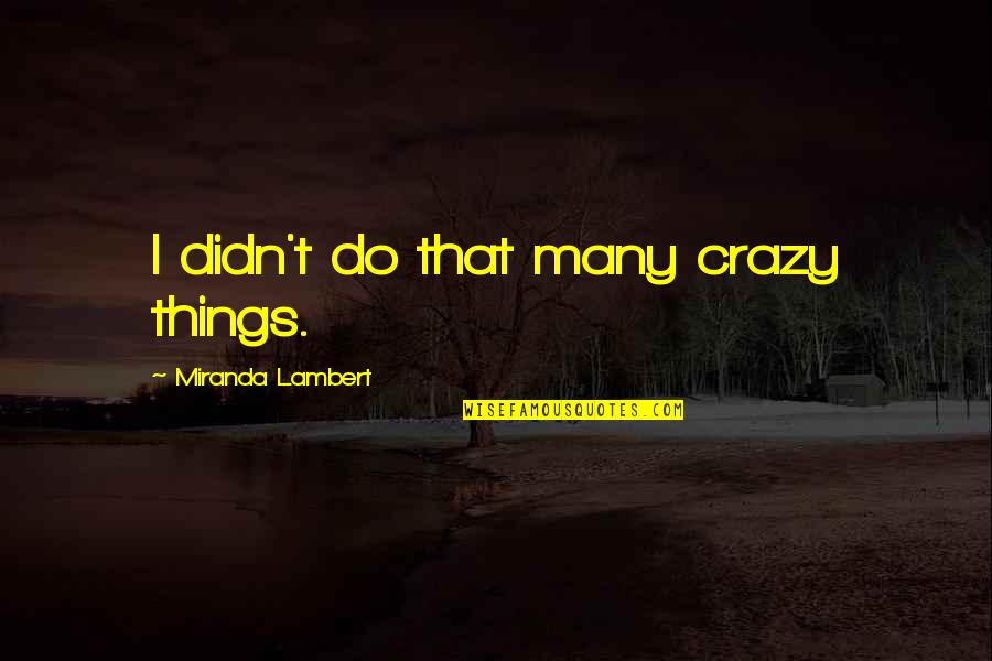 Vates Kale Quotes By Miranda Lambert: I didn't do that many crazy things. Vates Kale Quotes By Miranda Lambert: I didn't do that many crazy things.