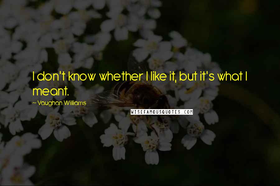 Vaughan Williams quotes: I don't know whether I like it, but it's what I meant.