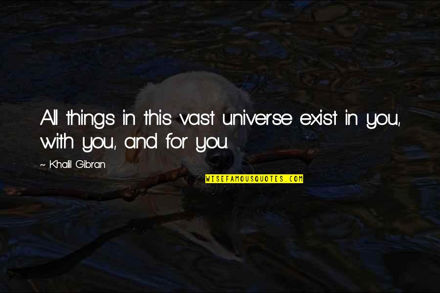 Vaundas Glass Quotes By Khalil Gibran: All things in this vast universe exist in