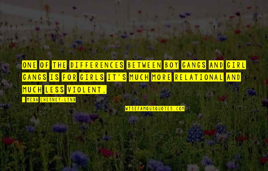 Vayarin Reviews Quotes By Meda Chesney-Lind: One of the differences between boy gangs and