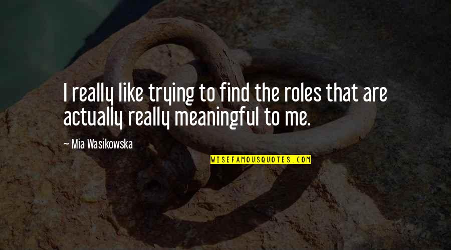 Vazeerjan Quotes By Mia Wasikowska: I really like trying to find the roles