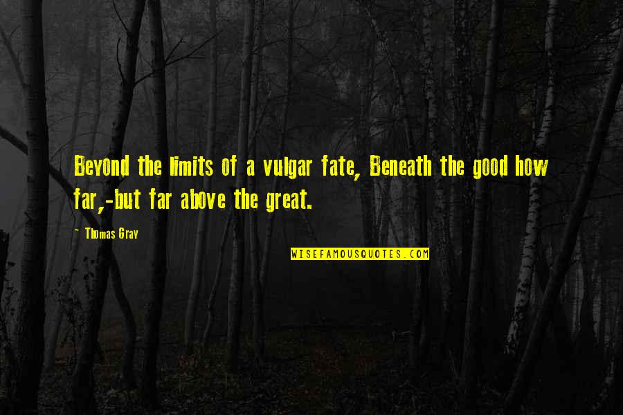 Vazhakunnathu Family Quotes By Thomas Gray: Beyond the limits of a vulgar fate, Beneath