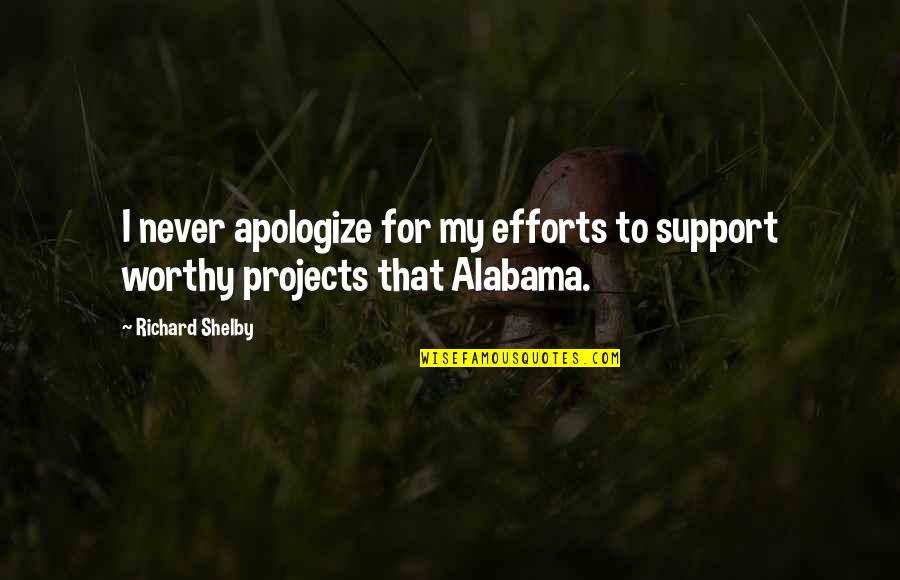 Vcr Dvd Quotes By Richard Shelby: I never apologize for my efforts to support