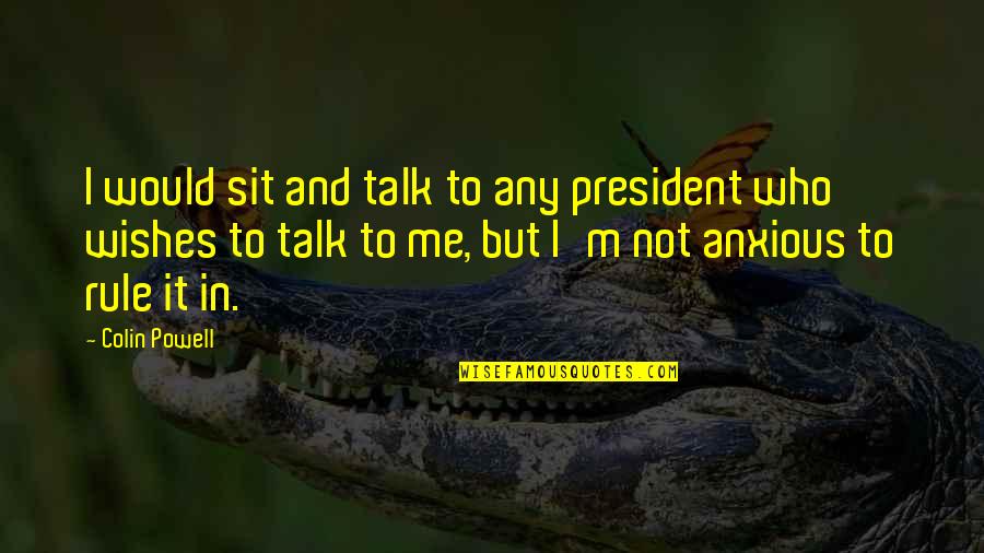 Vector Motivational Quotes By Colin Powell: I would sit and talk to any president