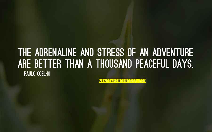 Vecu Moneylink Quotes By Paulo Coelho: The adrenaline and stress of an adventure are
