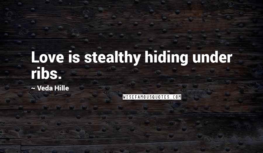 Veda Hille quotes: Love is stealthy hiding under ribs.