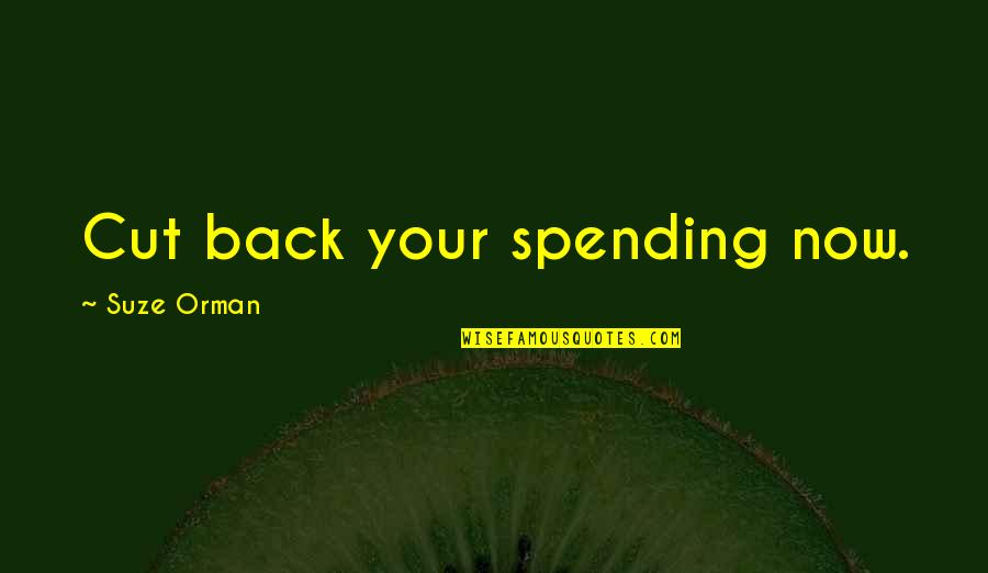 Veenhoven 1996 Quotes By Suze Orman: Cut back your spending now.