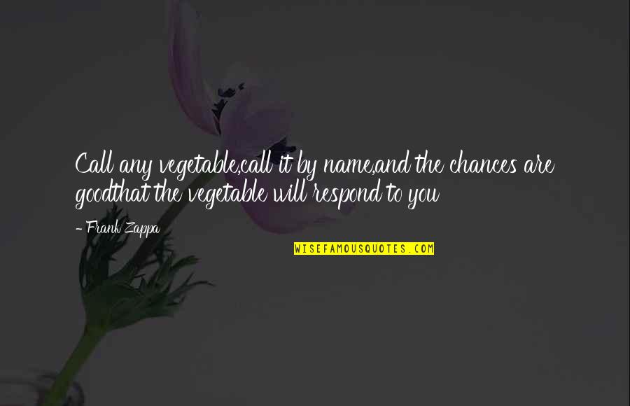 Vegetable Quotes By Frank Zappa: Call any vegetable,call it by name,and the chances